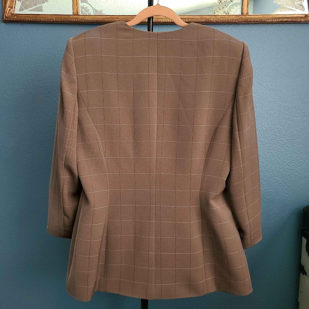 LIZ CLAIBORNE ~ Windowpane Check Blazer ~ Size 16 - Picture 2 of 8